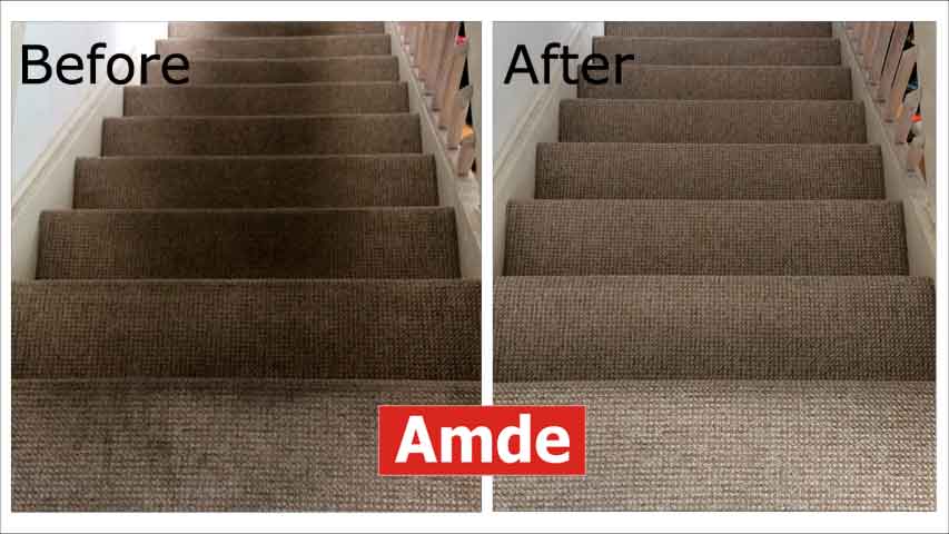 Large carpeted stairs with landings cleaned in edinburgh, Leith EH7 - AMDE Carpet Cleaning Edinburgh